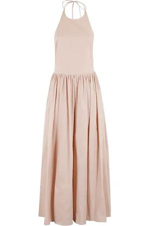 Isabelle Blanche Kleedjes, Dames, Roze, XS, Katoen, Poederroze Popeline Jurk met Ruches