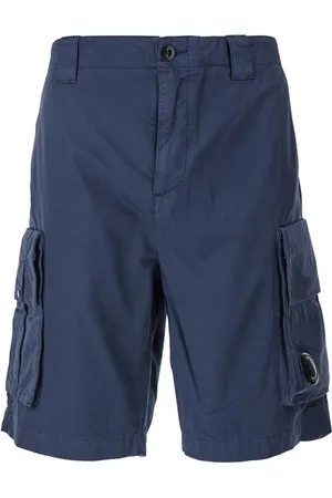 C.P. Company Korte broeken, Heren, Blauw, M, Katoen, Blauwe Bermuda Shorts met Riemlussen