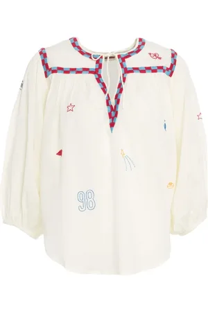 Mother Blouses & Shirts, Dames, Wit, S, Witte Geborduurde Blouse