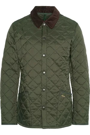 Barbour Jassen, Heren, Groen, S, Leer, Gewatteerde Jas Heritage Liddesdale