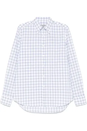 CANALI Overhemden, Heren, Blauw, XL, Witte Button-Up Blouse Shirt