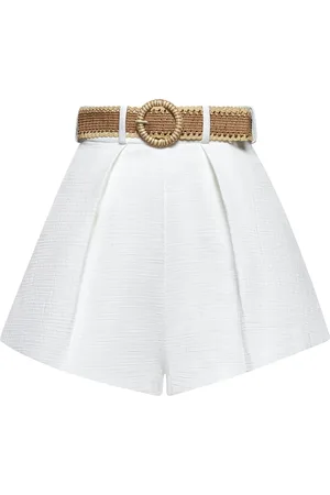 ZIMMERMANN Korte broeken, Dames, Wit, M, Witte Shorts met Boxplooien