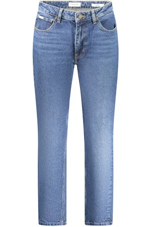 Guess Jeans, Dames, Blauw, W25, Katoen, Blauwe Katoenen Mom Jeans Gewassen Effect