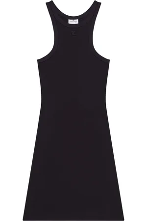 Courrèges Kleedjes, Dames, Zwart, XS, Zwarte Contrast Scuba Mini Jurk