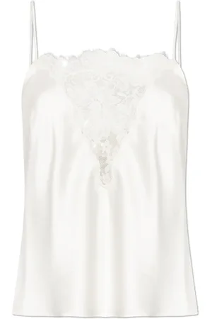 LOVESHACKFANCY Tops, Dames, Wit, M, Satijn, Top Constantina