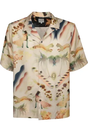 Paul Smith Overhemden, Heren, Veelkleurig, 2Xl, Beige Shirt met Levendige Prints