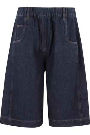 TELA Korte broeken, Dames, Blauw, S, Katoen, Blauwe Bermuda Shorts met Elastische Taille