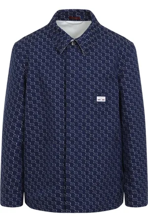 Gucci Overhemden, Heren, Blauw, M, Katoen, Blauw GG Logo Katoenen Shirt
