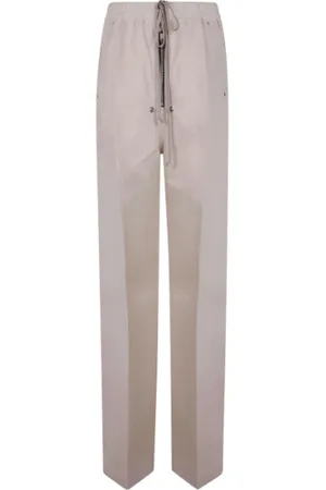 Rick Owens Broeken, Dames, Grijs, M, Katoen, Wijde Pijpen Broek