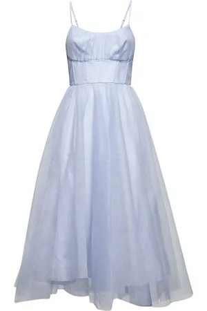ZIMMERMANN Kleedjes, Dames, Blauw, M, Blauwe Gerimpelde Korsetjurk met Geplooide Rok