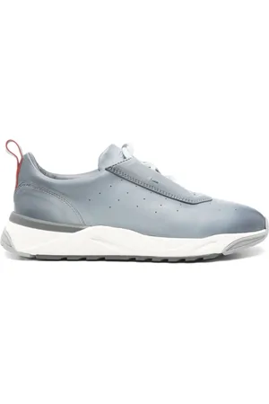 santoni Schoenen, Heren, Blauw, 42 1/2 EU, Klassieke Leren Sneakers
