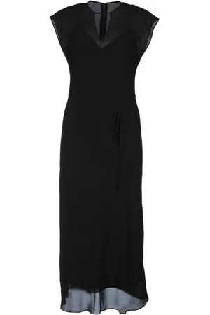 Calvin Klein Kleedjes, Dames, Zwart, S, Doorschijnende Georgette Midi Jurk