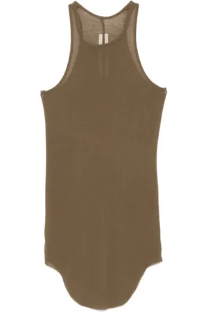 Rick Owens Tops, Dames, Groen, M, Katoen, Rib Tanktop