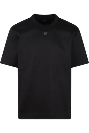 Fendi Tops, Heren, Zwart, L, Katoen, Metal FF Detail T-Shirt