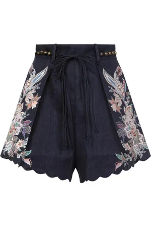 ZIMMERMANN Korte broeken, Dames, Blauw, XS, Korte Tuck Shorts voor Vrouwen