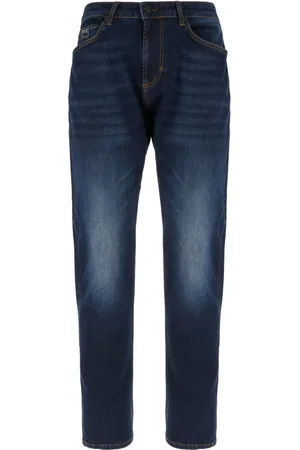 VERSACE Jeans, Heren, Blauw, W35, Katoen, Slim-Fit Katoen Elastaan Jeans
