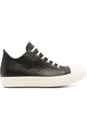 Rick Owens Schoenen, Heren, Zwart, 41 EU, Leer, Zwarte Leren Casual Sneakers
