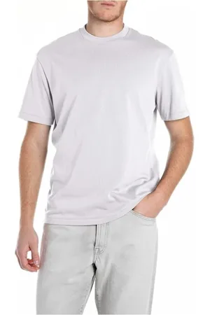 Replay Tops, Heren, Wit, S, Katoen, Relaxed Fit Katoenen Jersey Ronde hals T-shirt