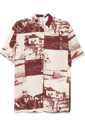 ALYSI Blouses & Shirts, Dames, Veelkleurig, 2Xs, Katoen, Bloemenprint Katoenen Shirt Bruin/Wit