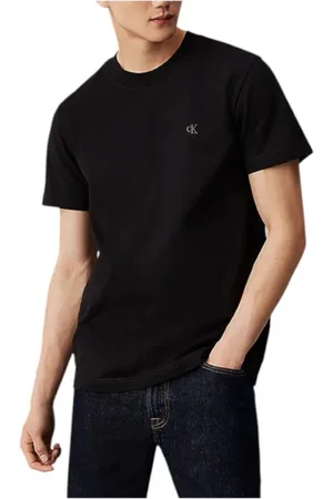 Calvin Klein Tops, Heren, Zwart, 2Xl, Katoen, Zwarte Minimalistische Logo T-shirt