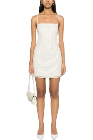ROTATE Kleedjes, Dames, Wit, M, Elegante Beaded Mini Jurk voor Vrouwen