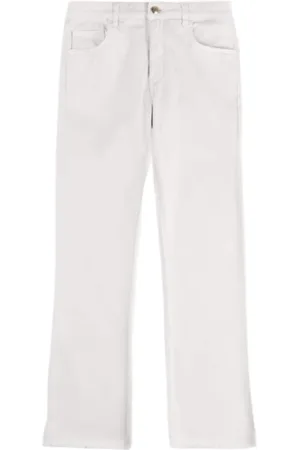 FAY Jeans, Dames, Wit, W28, Katoen, Witte Skinny Broek met Raffelzoom