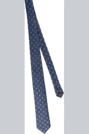 CANALI Accessoires, unisex, Blauw, ONE Size, Linnen, Linnen stropdas met micro-ontwerpen