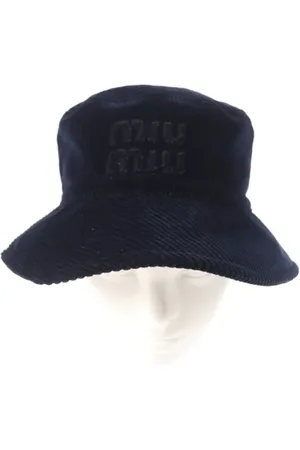 Miu Miu Pre-owned, Dames, Blauw, ONE Size, Katoen, Pre-owned Cotton hats