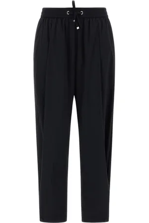 HERNO Broeken, Dames, Zwart, M, Nylon, Broek met Elastische Taille en Metalen Accents