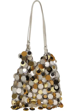 Paco rabanne Tassen, Dames, Grijs, ONE Size, Polyester, Metallic Schoudertas Verhoog Stijl