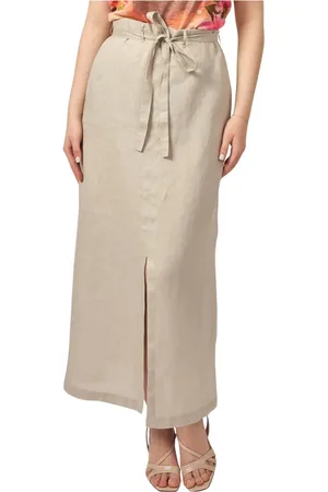 ECOALF Rokken, Dames, , XL, Linnen, Linnen Rok met Voorspleet