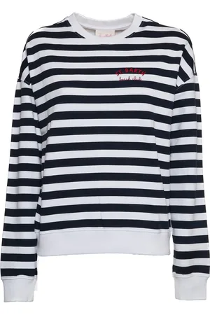 MC2 SAINT BARTH Sweatshirts & Hoodies, Dames, Veelkleurig, S, Gestreepte Wit Blauw Sweatshirt Stijlvol