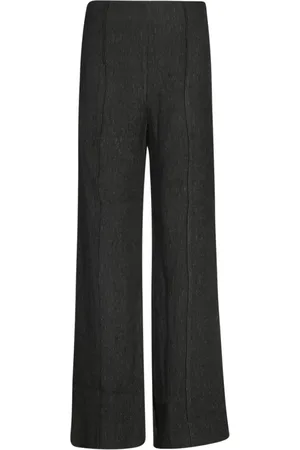 Ganni Broeken, Dames, Zwart, S, Zwarte Flared Broek Verhoog Garderobe