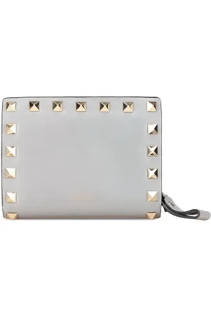 VALENTINO Pre-owned, Dames, Grijs, ONE Size, Leer, Tweedehands leren portemonnees