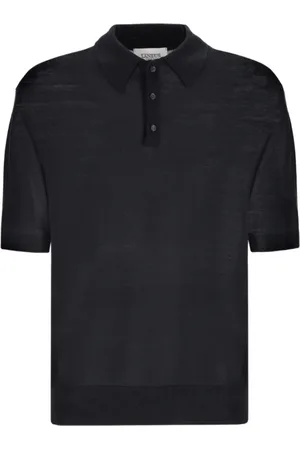 LANEUS Tops, Heren, Zwart, L, Zwarte Gebreide Poloshirt