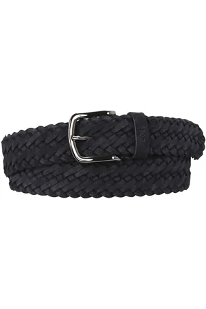 HUGO BOSS Accessoires, Heren, Blauw, 90 CM, Blauwe Gevlochten Leren Riem