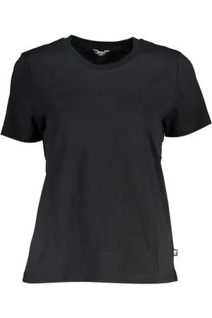 K-Way Tops, Dames, Zwart, S, Katoen, Zwarte Katoenen Crew Neck T-Shirt