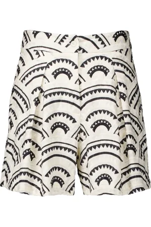 Greek Archaic Kori Korte broeken, Dames, Veelkleurig, S, Ecru Shorts voor Stijlvolle Look
