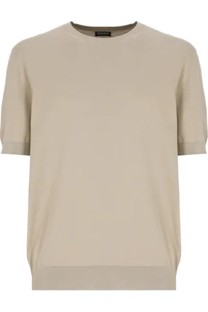 Ermenegildo Zegna Truien, Heren, , L, Katoen, Katoenen T-shirt Ronde Hals Korte Mouwen
