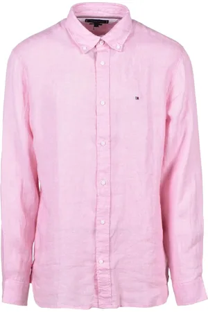 Tommy Hilfiger Overhemden, Heren, Roze, XL, Linnen, Linnen Overhemd