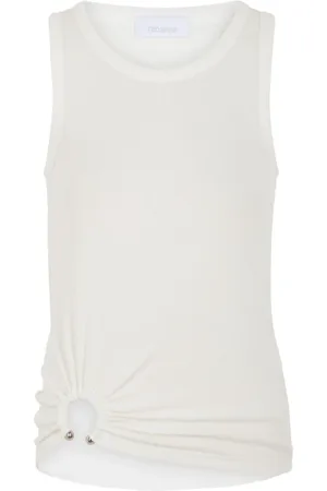 Paco rabanne Tops, Dames, Wit, S, Geribbeld T-shirt