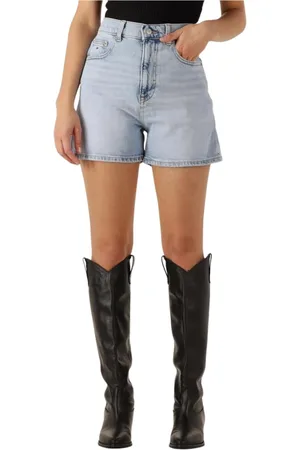 Tommy Hilfiger Korte broeken, Dames, Blauw, W28, Denim, Blauwe Mom Shorts voor Zonnige Dagen