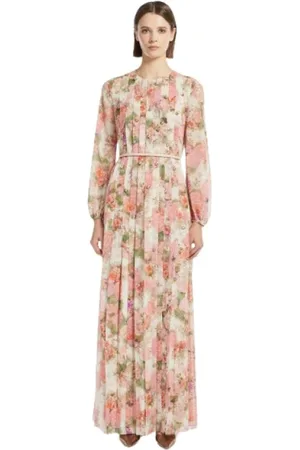 Max Mara Kleedjes, Dames, Veelkleurig, L, Georgette Jurk - Array - Groot