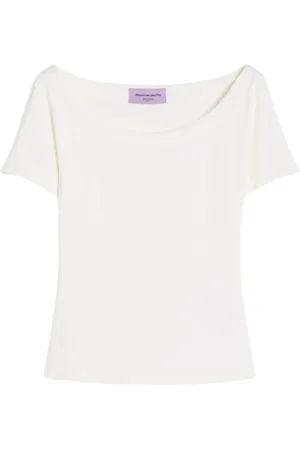 Max Mara Tops, Dames, Wit, M, Katoen, Stretch katoenen top Virtus Ivoor