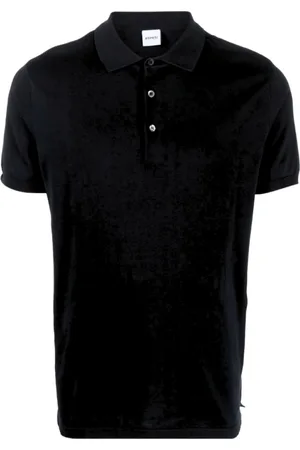 Aspesi Tops, Heren, Zwart, 2Xl, Katoen, Katoenen polo met parelmoerknopen