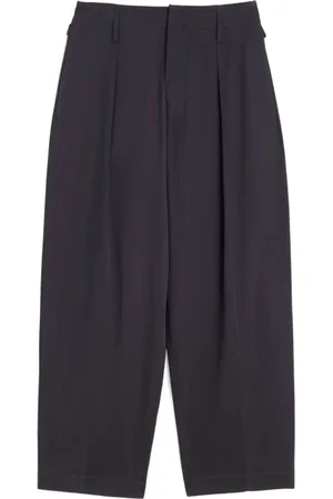 LEMAIRE Broeken, Heren, Zwart, M, Geplooide Wijde Pijp Broek