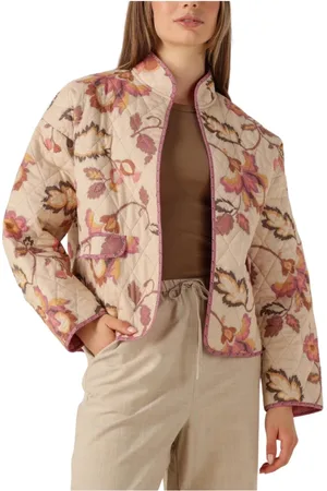 Neo Noir Jassen, Dames, Veelkleurig, L, Denim, Bloemenpatroon Quilt Jas