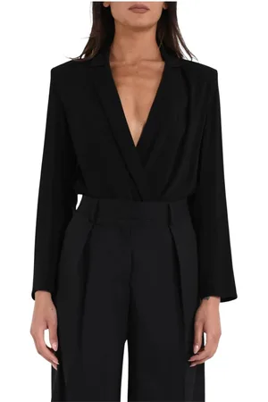 SIMONA CORSELLINI Blouses & Shirts, Dames, Zwart, XS, V-hals blouse in viscose stof
