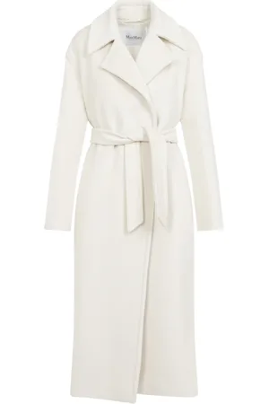 Max Mara Mantels, Dames, , S, Wol, Elegante Witte Wollen Jas