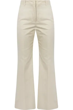 Max Mara Broeken, Dames, , M, Katoen, Rechte Drill Broek met Riemlussen